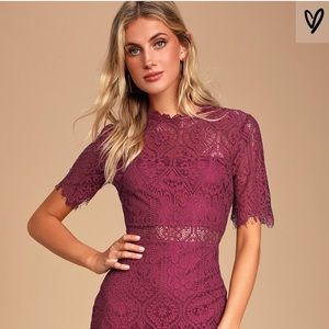 Lulus Raspberry Lace Cocktail Dress